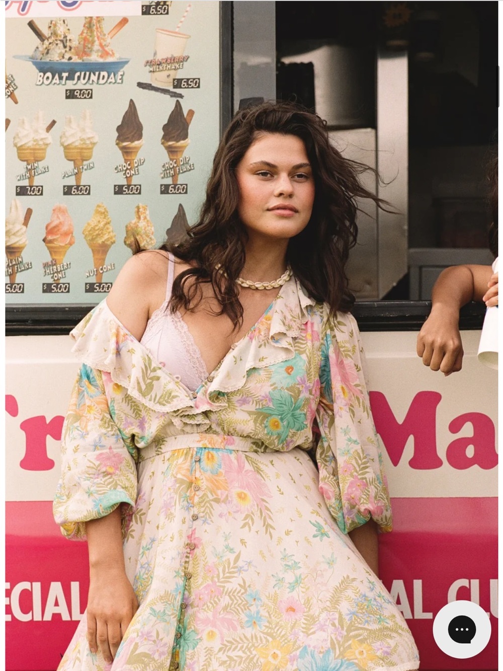 Spell Floral Ruffled Midi Dress in Pastel Pink